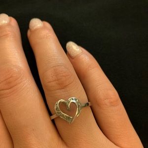 Heart silver with rhinestone ring